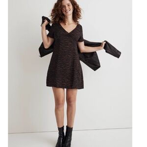 Madewell V-Neck Mini Dress in Abstract Animal